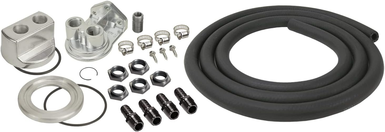 Derale 15748 Silver Engine Oil Filter Relocation Kit for Easy Maintena