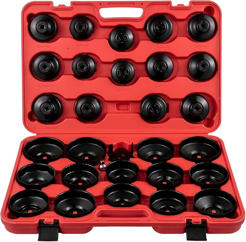 VEVOR 30PCS Steel Oil Filter Socket Set, Black Finish, 3-Jam Wrench De