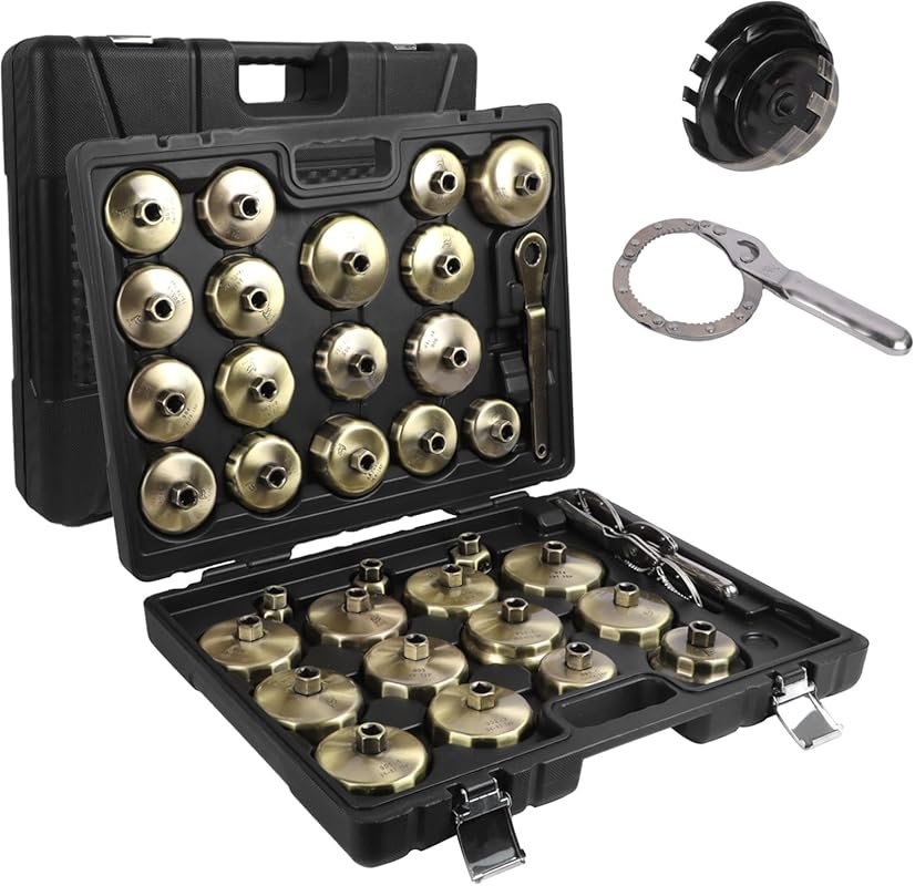 35PCS Heavy Duty Oil Filter Socket Set, Chrome Vanadium Steel, 1/2