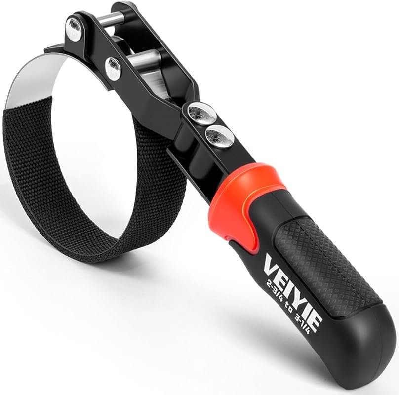 Compact Oil Filter Wrench with Anti-Slip Strap and Swivel Head for Mot