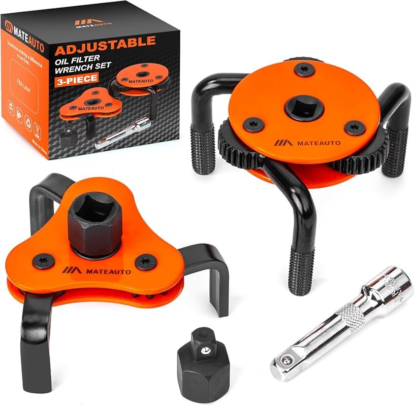 Heavy-Duty Universal 3-Jaw Oil Filter Wrench for Trucks & Autos, 2-Way