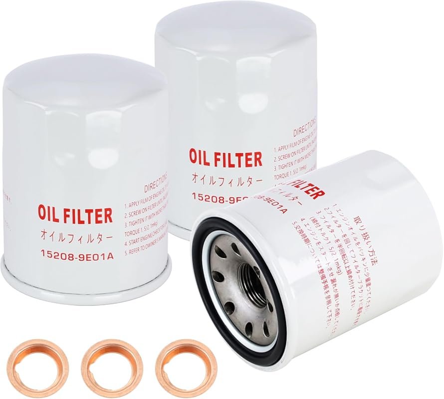 3-Pack Nissan Oil Filter with Drain Plug Washer – Fits Altima, Frontie