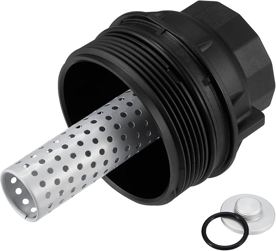 Oil Filter Housing Cap Assembly with Drain Plug for Toyota Tundra, Seq