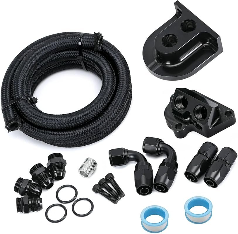 Upgrade Billet Oil Filter Relocation Kit with 10AN Fittings for Ford M