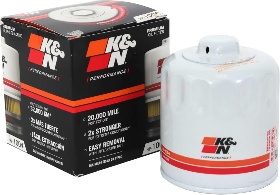 K&N Premium Oil Filter with 20,000 Mile Protection & Wrench-Off Nut fo