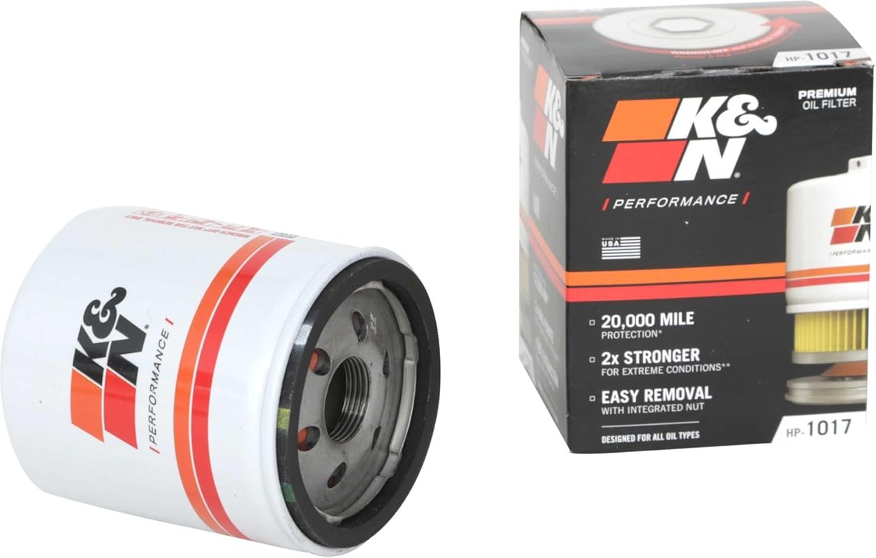 K&N HP-1017 Premium Oil Filter 20,000-Mile Protection Wrench-Off Nut f