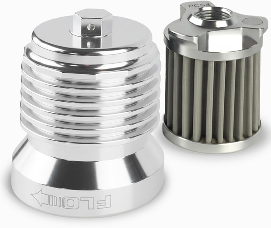 PC Racing FLO PCS4C Reusable High-Flow Spin-On Oil Filter Polished Fin