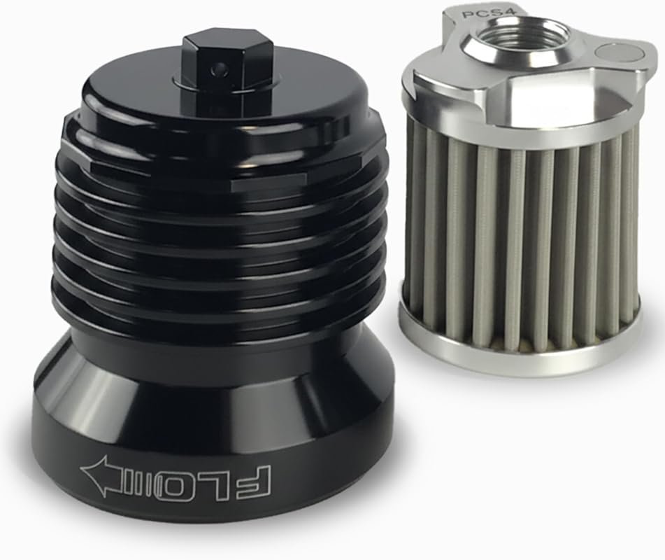 PC Racing FLO PCS4B Reusable High-Flow Spin-On Oil Filter Black Anodiz