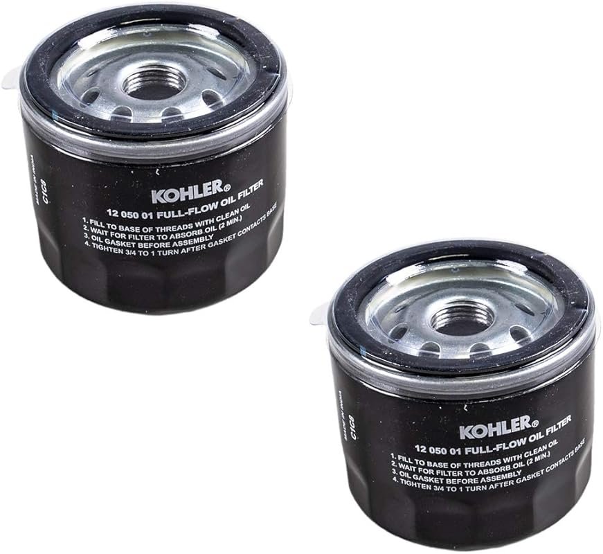 Two Genuine Kohler 12 050 01-S Engine Oil Filters for 7000 Series Lawn