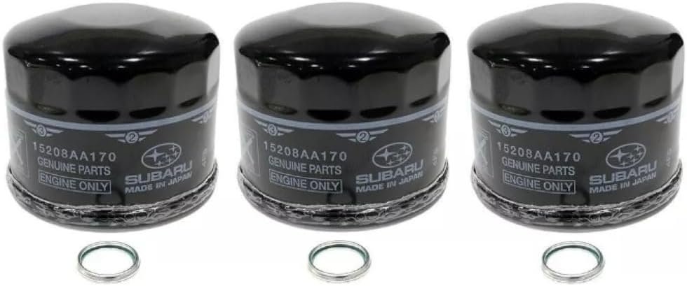 Genuine Subaru OEM 3-Pack 15208AA170 Oil Filters and 803916010 Gaskets