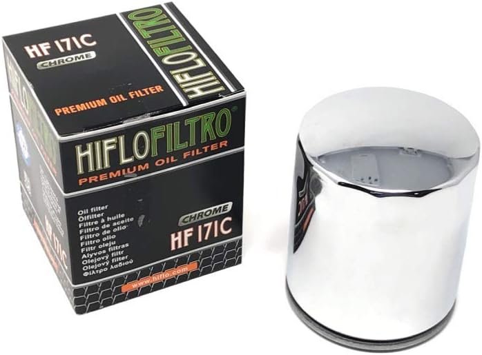 HIFLO HF171C Chrome Oil Filter Compatible with Harley Davidson Replace