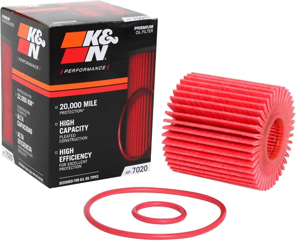 K&N HP-7020 High-Efficiency Oil Filter – 20K Mile Protection for Toyot