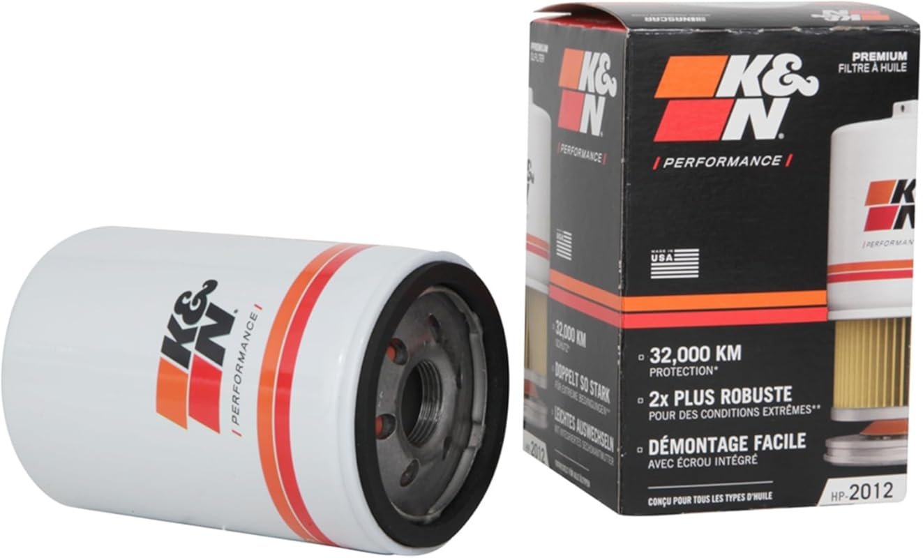 K&N HP-2012 Premium Oil Filter with 20,000 Mile Protection and Wrench-