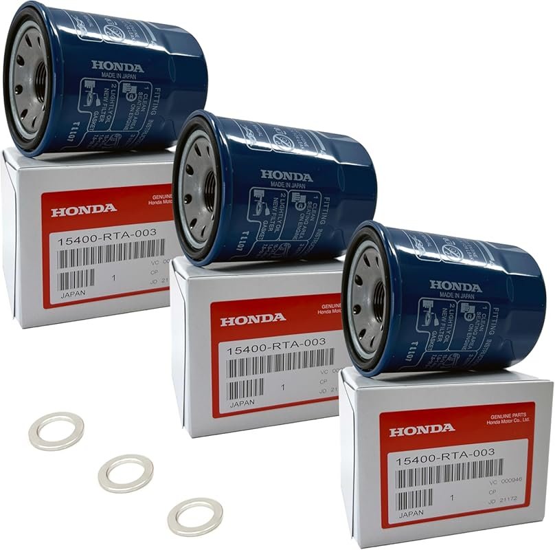 Genuine OEM 15400-RTA-003 Oil Filter 3-Pack with Drain Plug Gaskets fo
