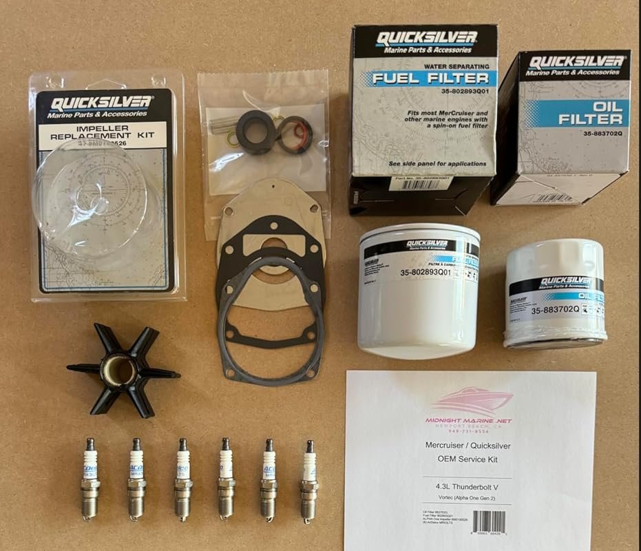 Mercruiser 4.3L Thunderbolt V Vortec Quicksilver OEM Service Kit with 