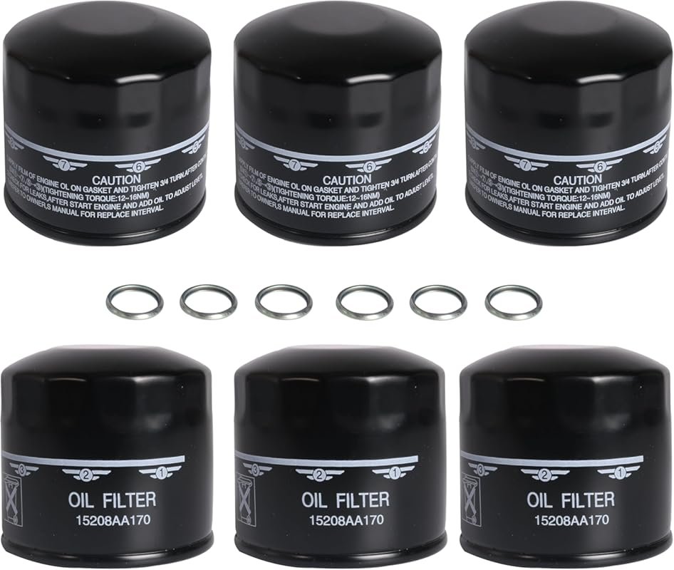 6-Pack 15208AA170 Oil Filters with Crush Gaskets for Subaru WRX 2015-2