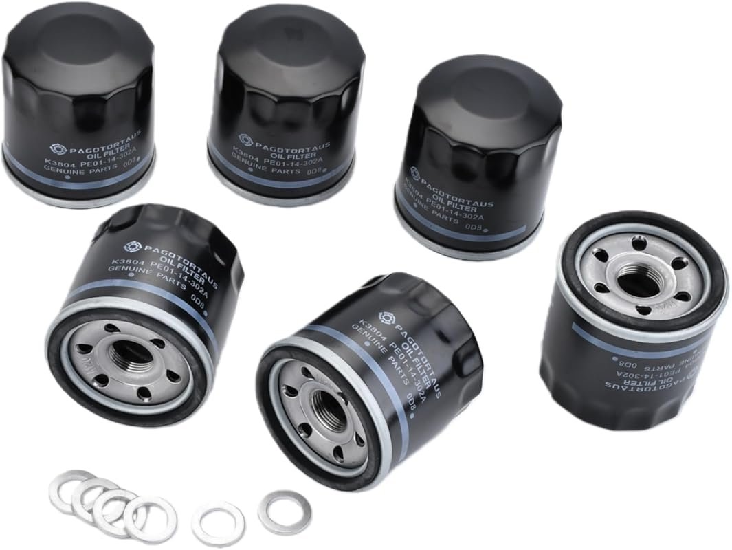 PE01-14-302A Oil Filter with Washers for Mazda 3, CX-5, MX-5 (6-Pack)