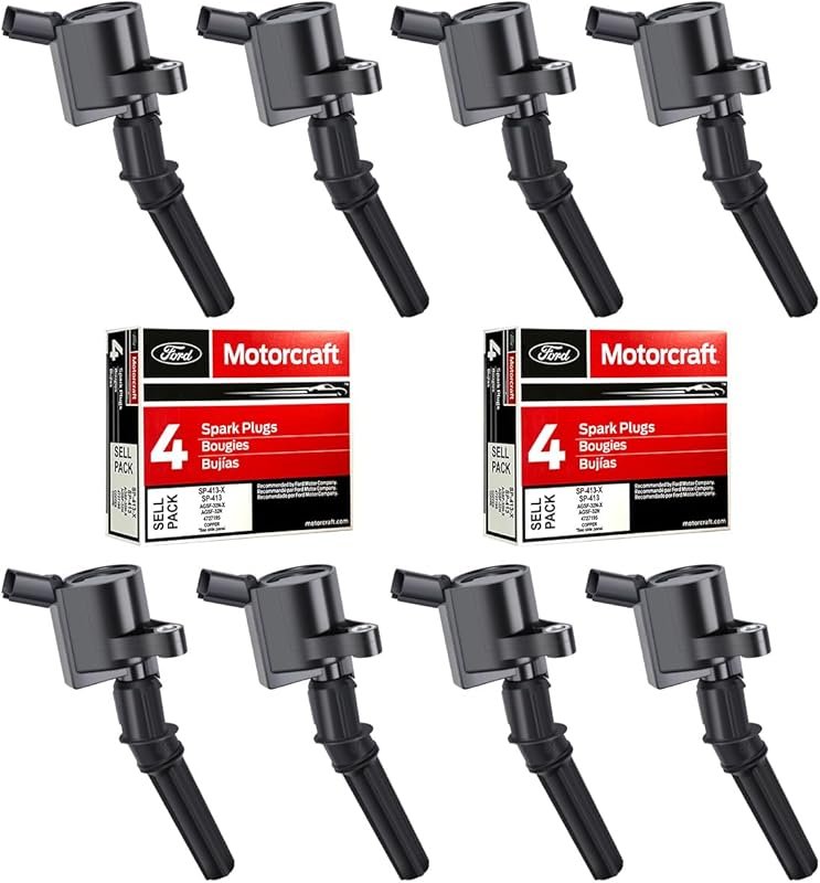 MAS DG508 Ignition Coils with Motorcraft SP413 Spark Plugs for Ford F-