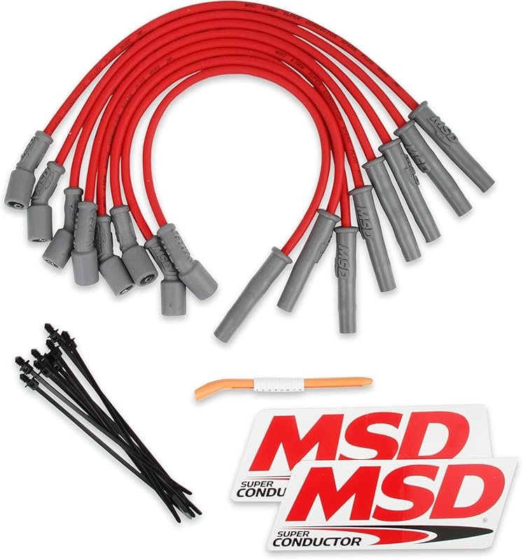 MSD 31639 Super Conductor Red Spark Plug Wire Set, Enhanced Conductivi