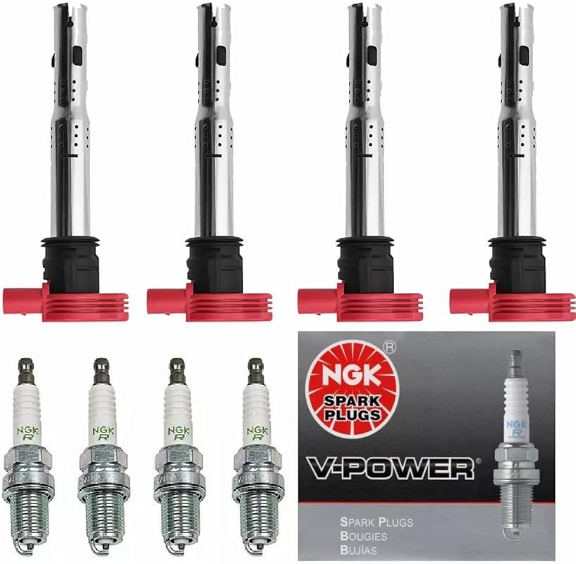 MCK Ignition Coil Packs UF529 & NGK V-Power Spark Plugs Replacement fo