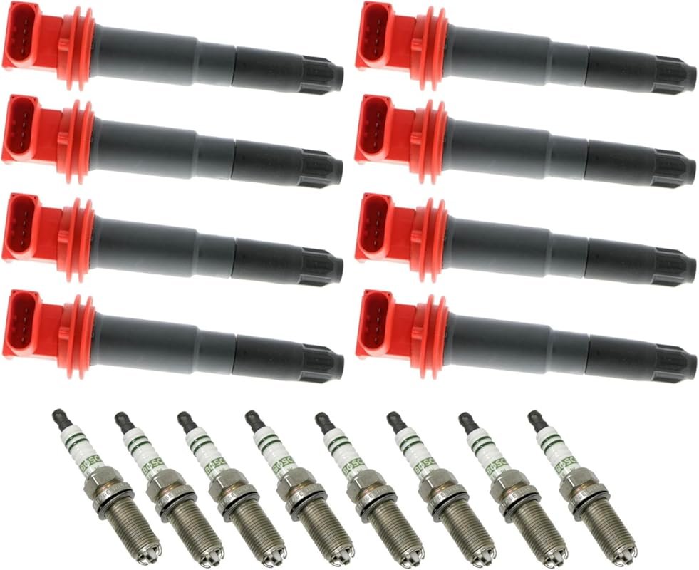 Set of 8 Ignition Coils + Spark Plugs Compatible with Porsche Cayenne 