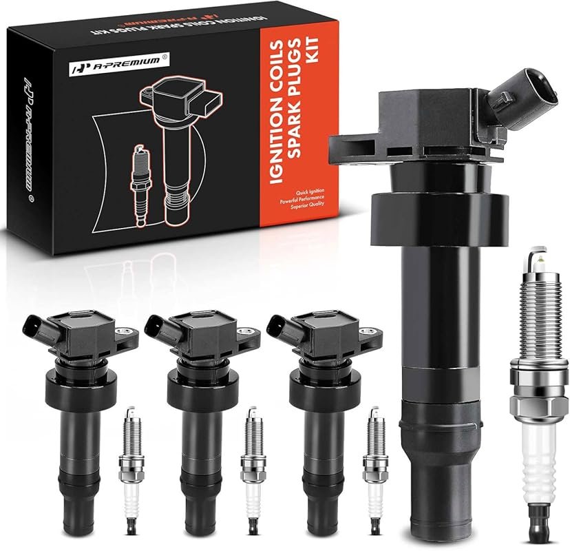 A-Premium Ignition Coil + Iridium Spark Plugs Set for Hyundai Veloster