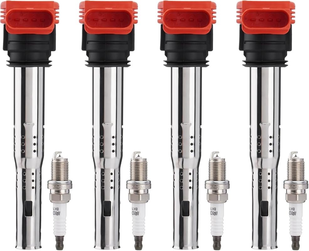 Ignition Coil Packs UF529 & Spark Plugs Set of 4 for Audi VW A3 A4 A5 