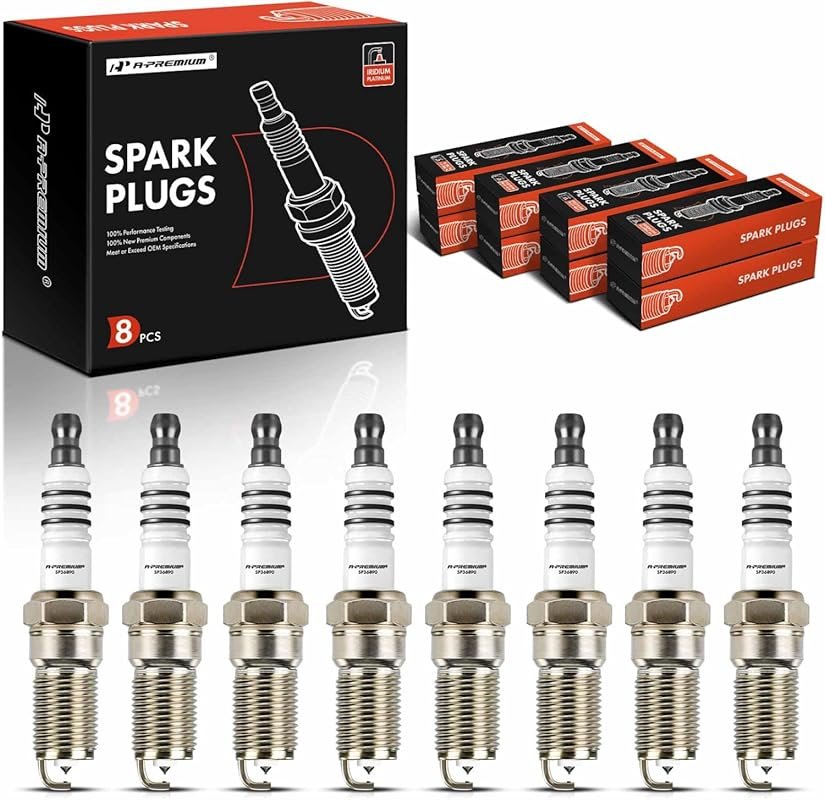 A-Premium Iridium Platinum Spark Plugs - Pack of 8 for Ford F-150, Mus