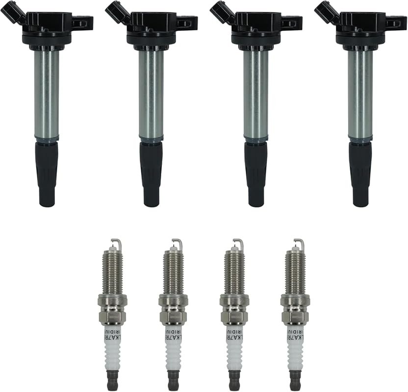 Marsram Ignition Coil & Double Iridium Plug Kit for Toyota Corolla, Pr