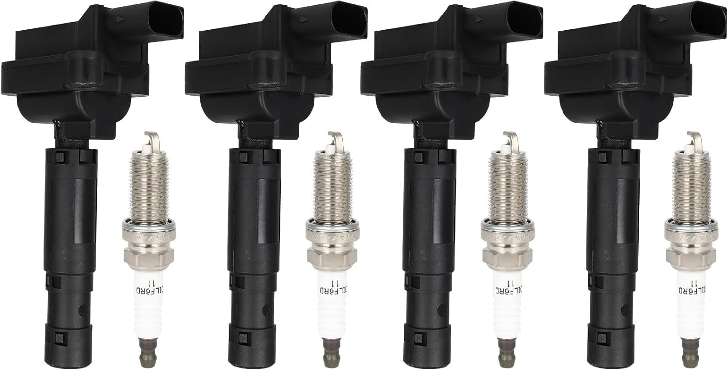ECCPP 4 UF555 Ignition Coils with 4 Iridium Spark Plugs for Mercedes B