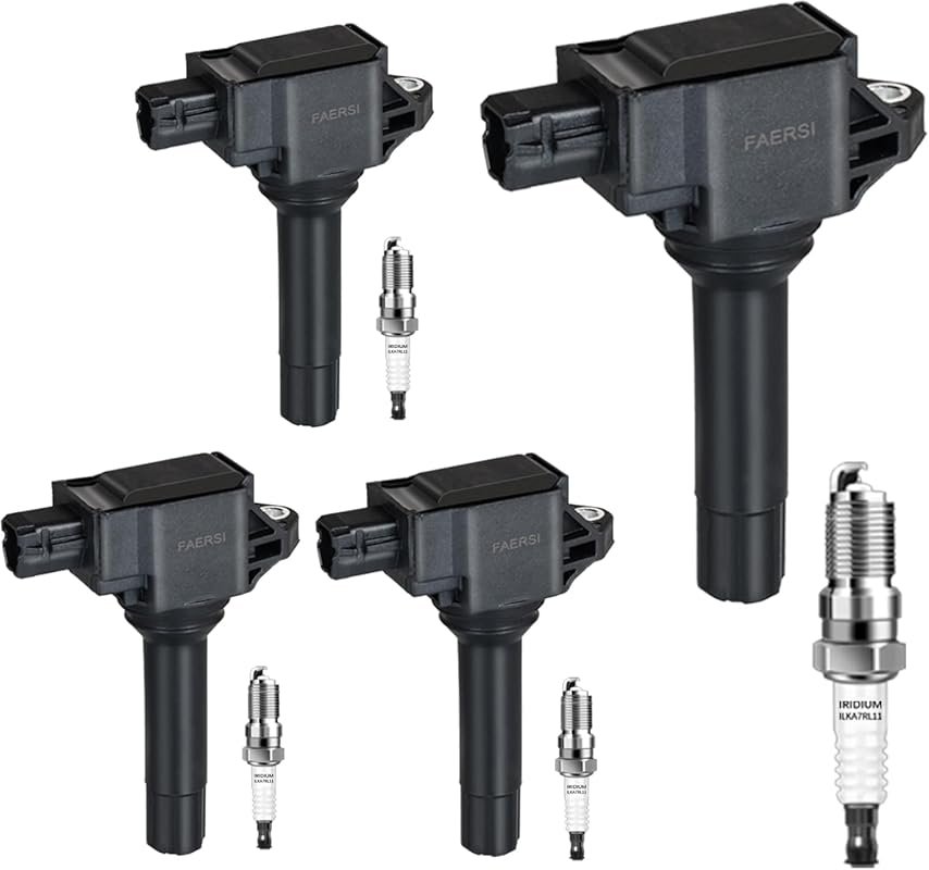 FAERSI 4-Pack Ignition Coil & Iridium Spark Plug Compatible with Toyot