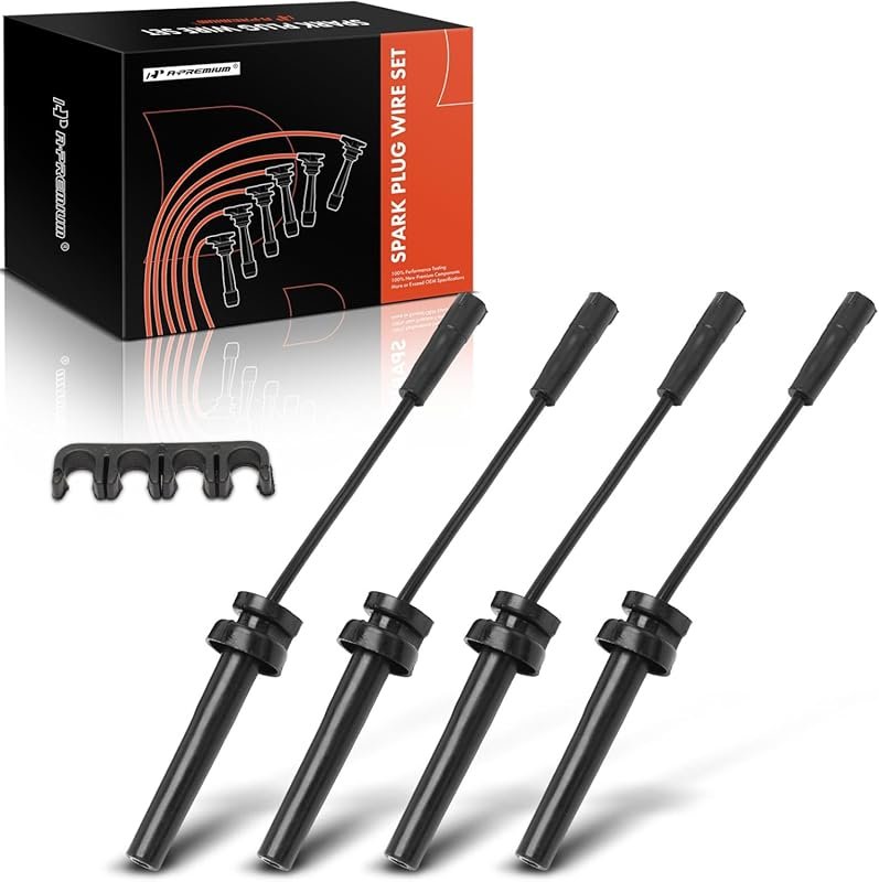 A-Premium Ignition Spark Plug Wires Set of 4 for Dodge Caravan, Neon, 