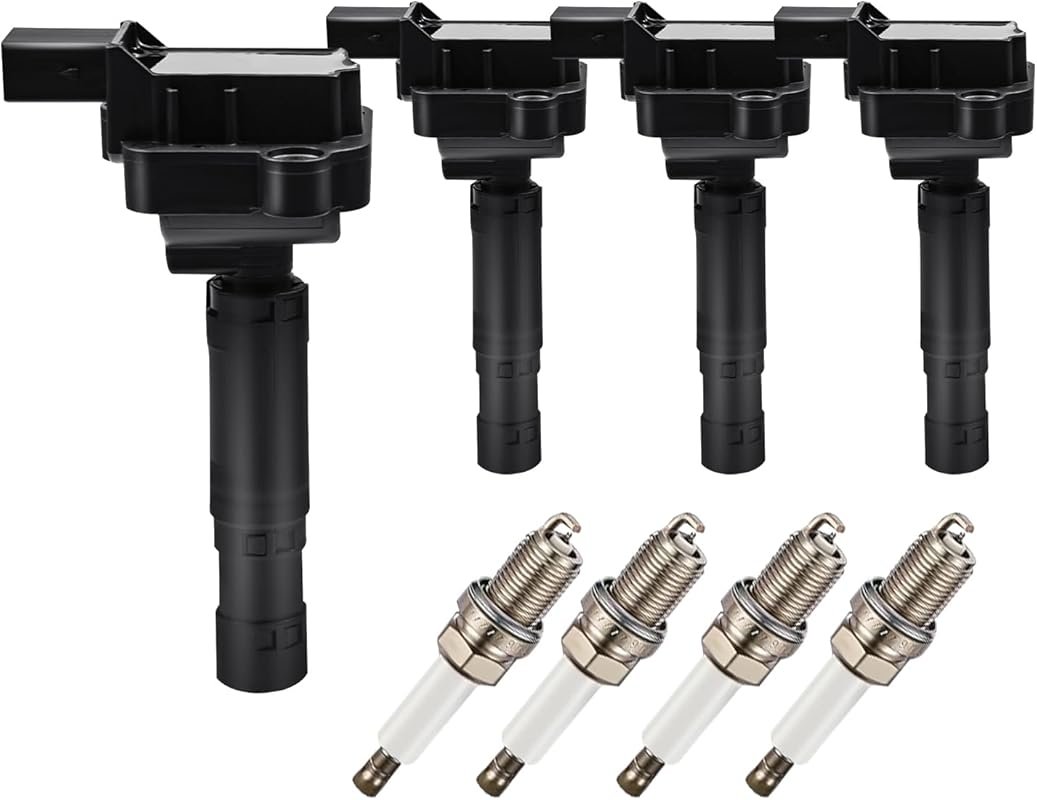 OEM Ignition Coils & Spark Plugs Set of 4 for Mercedes Benz C250 SLK25