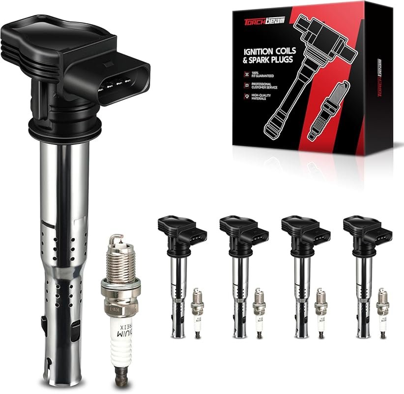 Torchbeam UF575 5-Pack Ignition Coils & Iridium Spark Plugs for VW Jet