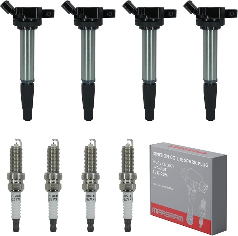 Marsram UF596 Ignition Coil & Iridium Spark Plug Set Compatible with T