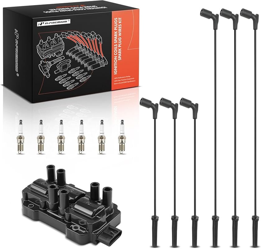 A-Premium 1 Ignition Coil + 6 Iridium Spark Plugs for Chevy Malibu, Im