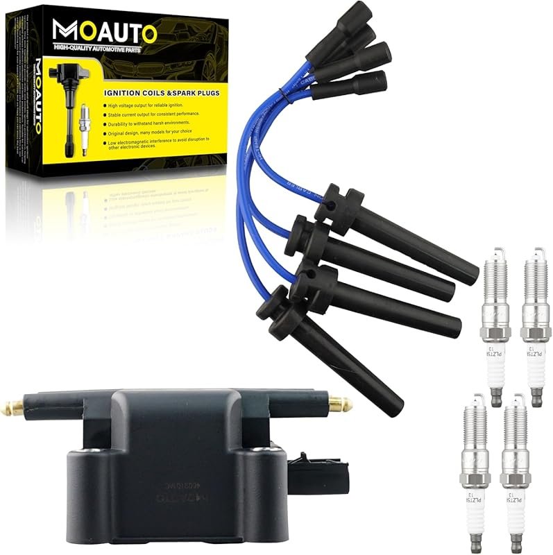 Set of 1 Ignition Coil & 4 Iridium Spark Plugs with Wire for Dodge SX 