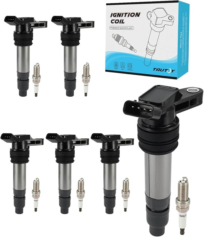 TAUTOY UF594 Ignition Coil & Iridium Spark Plugs Set for Volvo & Land 