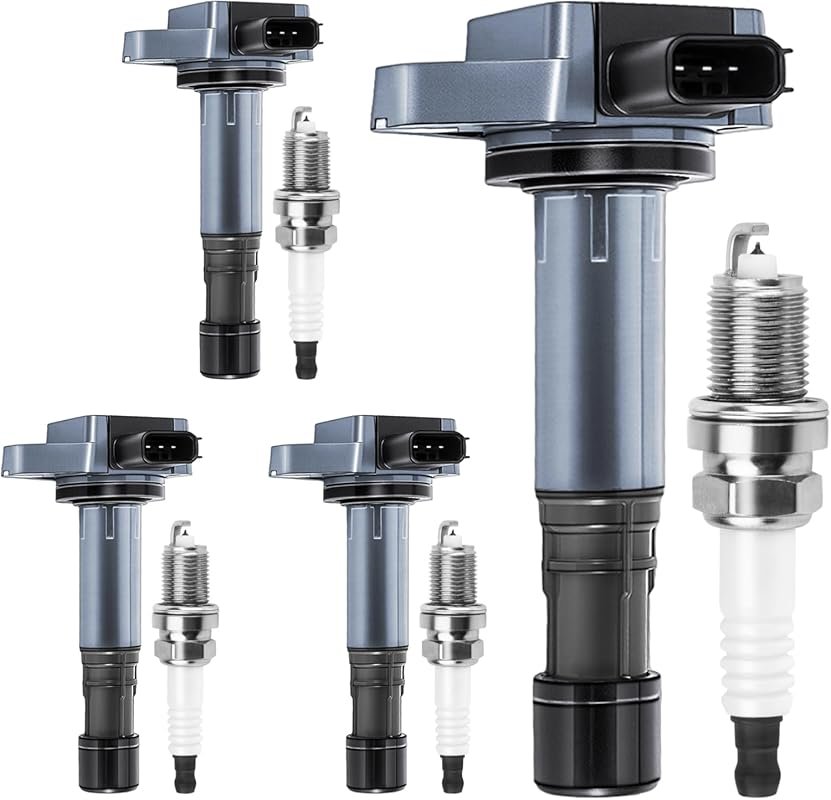 Set of 4 UF400 Ignition Coils & 7100 Iridium Spark Plugs for 1.7L Hond