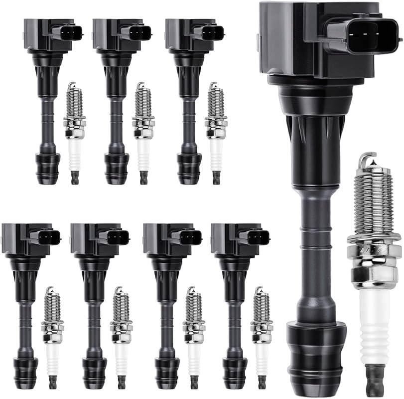 Ignition Coil & Iridium Spark Plug Set Compatible with Nissan Titan/Ar