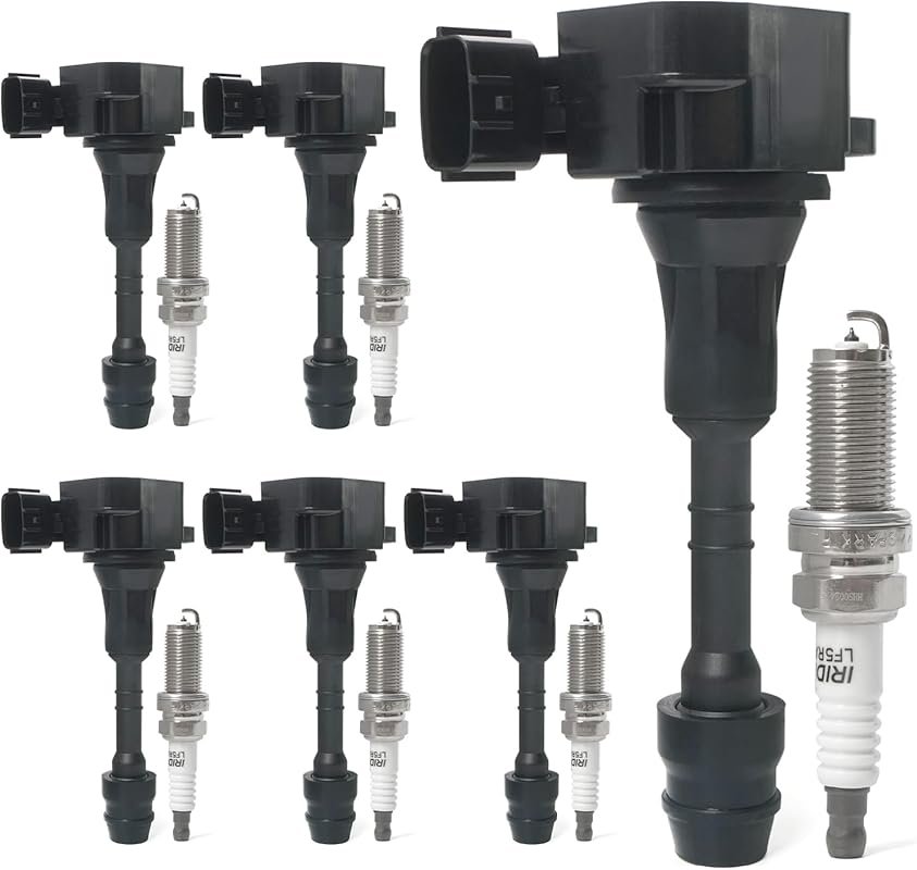 6-Pack Ignition Coils & Spark Plugs for Nissan Altima, Frontier, Maxim