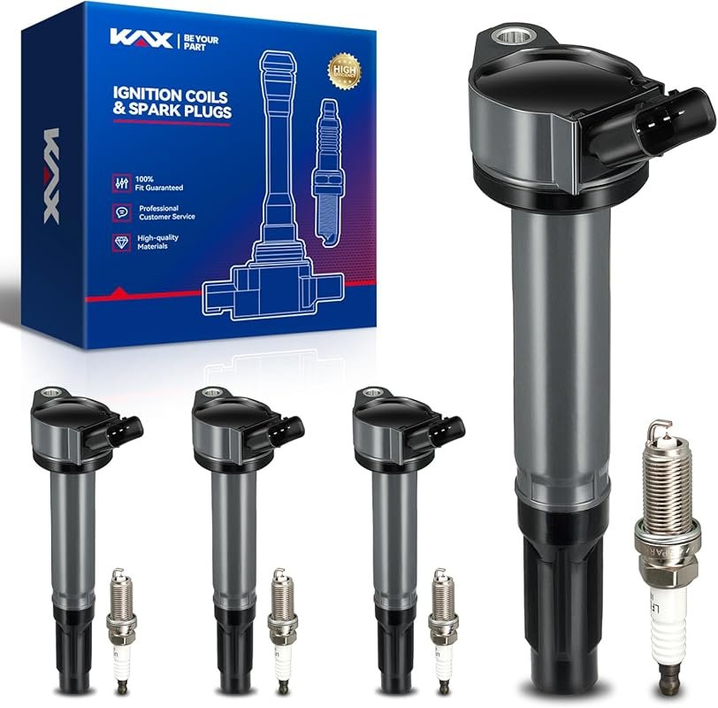 KAX Ignition Coil & Iridium Spark Plugs for Toyota Camry, Tundra, High
