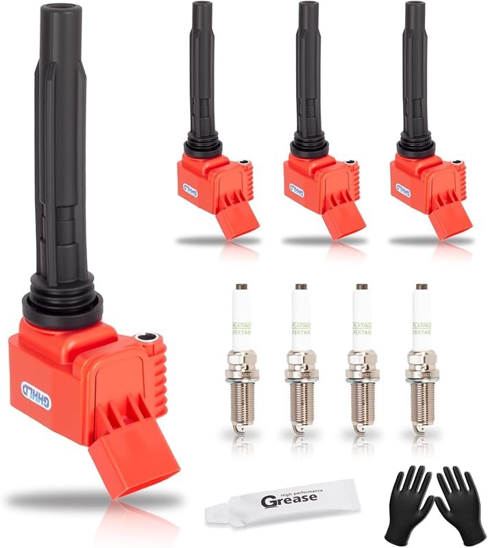 Upgraded Ignition Coils and Spark Plugs Set of 4 for VW Jetta Passat G