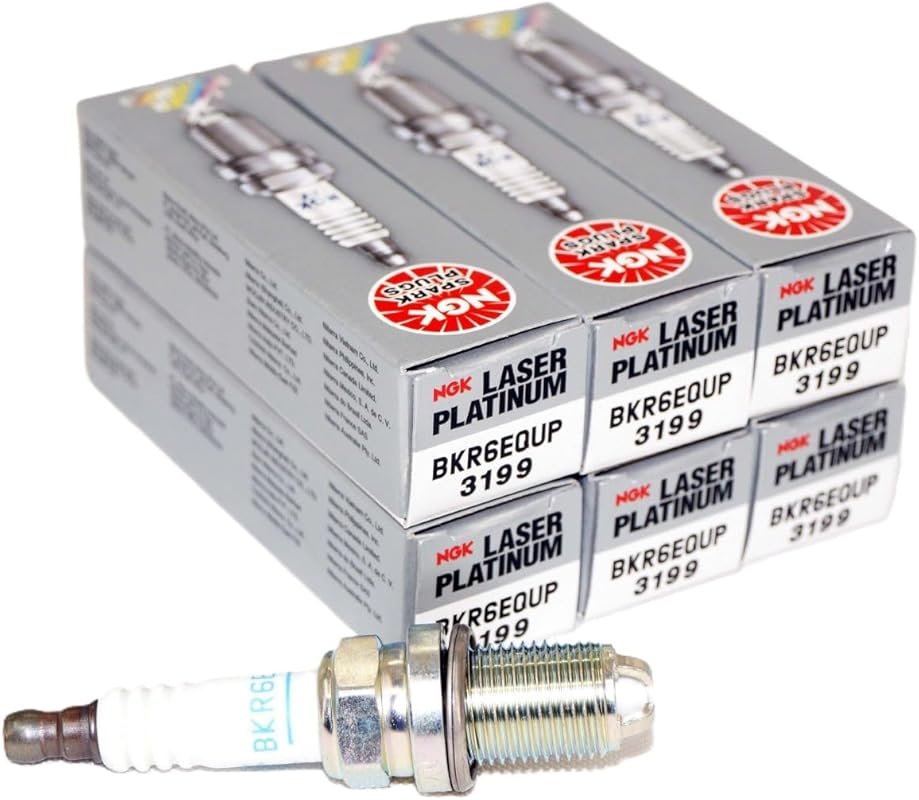 NGK 3199 Laser Platinum Spark Plugs 6-Pack Compatible with Select BMW Audi Porsche Volvo VW Models