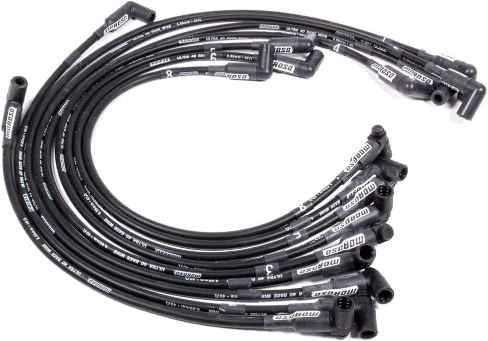 Moroso Ultra 40 Spiral Core 8.65mm Black Spark Plug Wire Set with 90 D