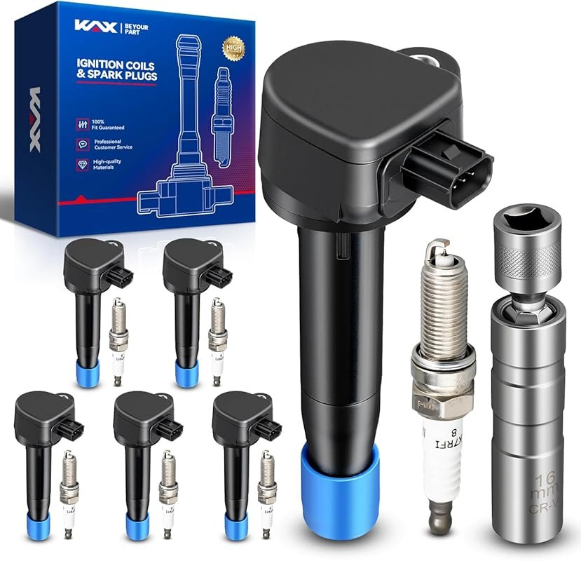 KAX 6-Piece Ignition Coil and Iridium Spark Plug Kit for Honda and Acu