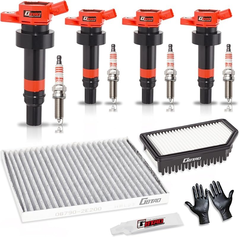 Ignition Coil Pack, Spark Plug, and Air Filter Set for Hyundai Accent 