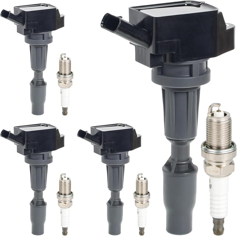Ignition Coil Pack UF764 and Iridium Spark Plugs Set of 4 for Hyundai 