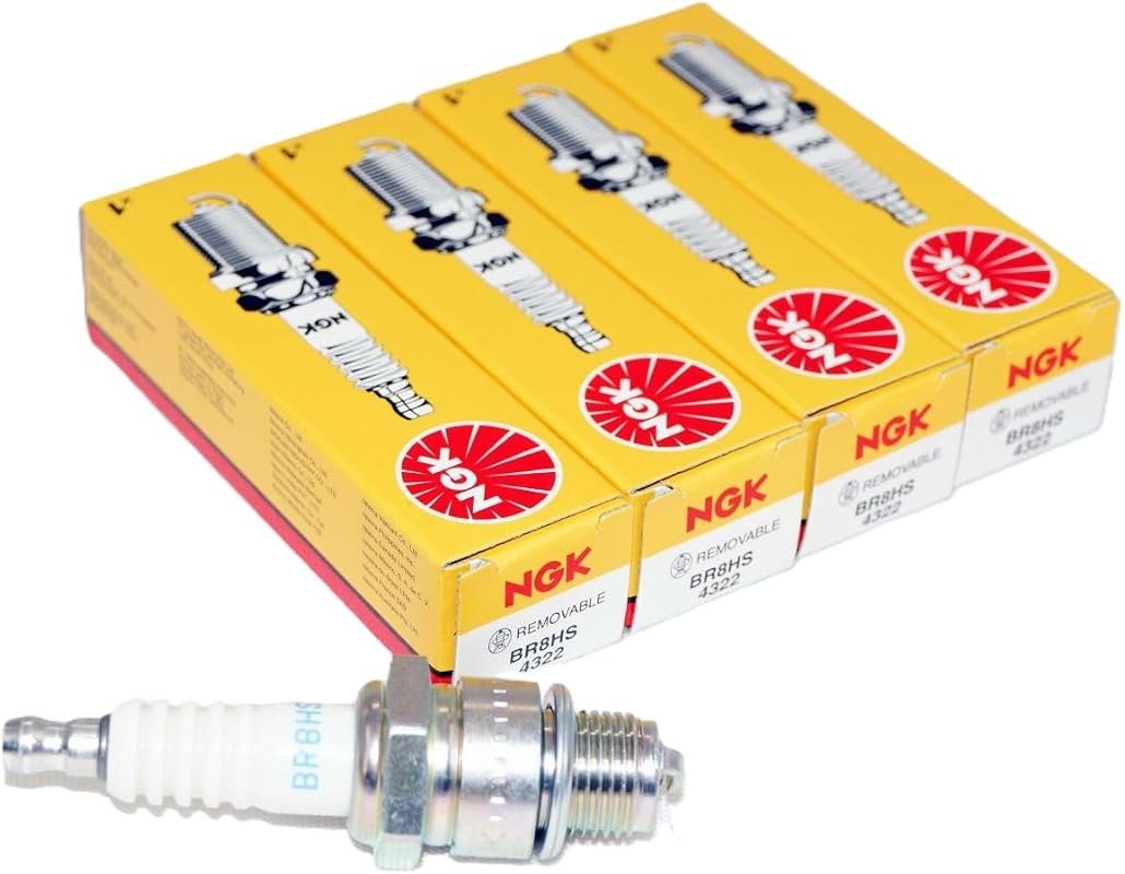 NGK 4322 BR8HS Standard Spark Plug, 4 Pack, High-Performance Ignition 