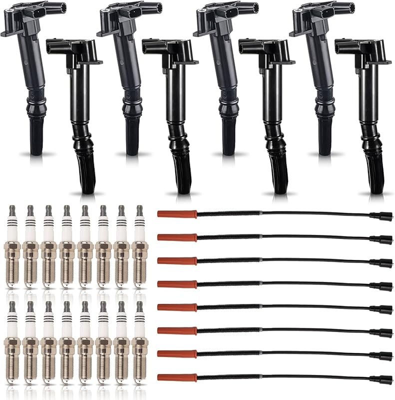 ENA 8 Ignition Coils, 16 Platinum Spark Plugs, and Wires for Ford 6.2L